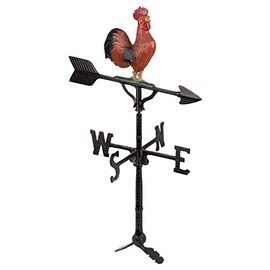 Montague Metal Products - 32'' Aluminum 3D Rooster Weathervane 200 Series - Wind Vane with Ornament - Roof Metal Decor - Mount Included (4 to Choose from) - Hand Cast Aluminum (Red)