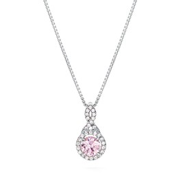 Gift From New York Necklace, Women's, Platinum, Processed, Pink, 925 Silver, Hypoallergenic, For Women, Created Diamond