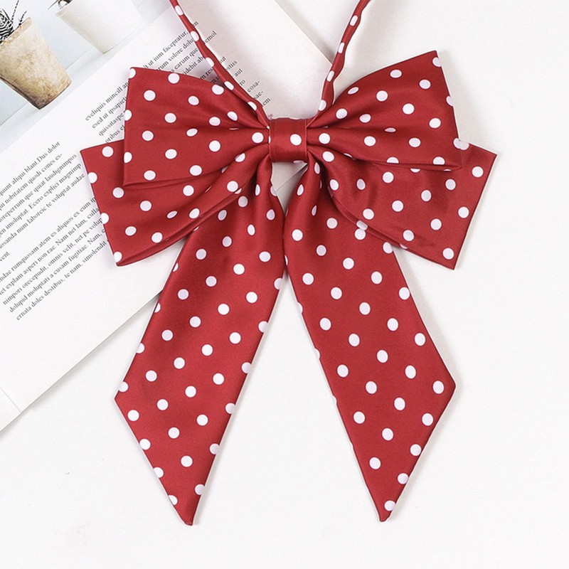 NazyJnn Large Bowtie, Bowtie, School Ribbon, Dot Pattern, Women's, Uniform