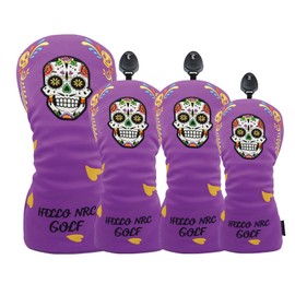 Golf Headcover Utility Cover Set Driver 460cc 440cc Cover Wood Cover UT Cover Waterproof Mexico Skull (1 Purple FW)