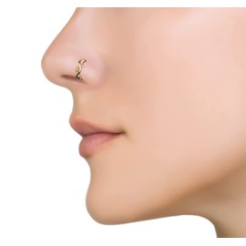 Curved Nose Ring, Unique Gold Nose Hoop, Granulated Design, Gold Plated Bead Nose Ring, Tribal Nose Piercing
