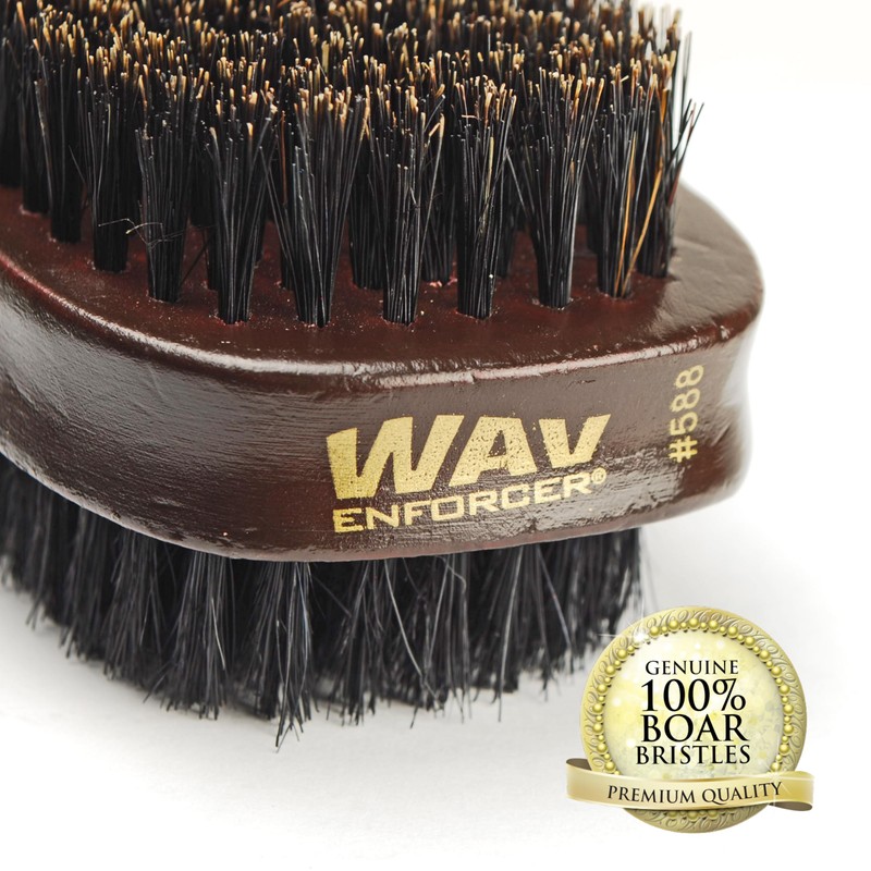 Firstline Wav Enforcer Double-Sided Military Boar Bristle Brush, Brown