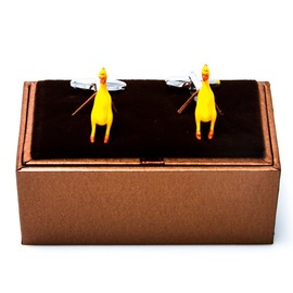 MRCUFF Rubber Chicken Pair Cufflinks in a Presentation Gift Box & Polishing Cloth