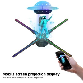 3D Hologram Fan,HD LED Hologram Fan WIFI Projector with 700 Library Video,Animated Holographic Projector Display for Stores, Shops, Christmas Tree (20.5"(APP+WIFI+Bluetooth+Remote+HD LED))