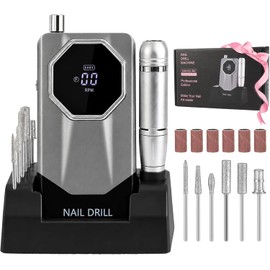 Esmerl para Uñas Eléctrica,Drill para Uñas Profesional 45000 rpm de Velocidad Ajustable con base de soporte,6 Drill Multifunción,Drill para Uñas Profesional de bajo ruido para uso doméstico y salón.