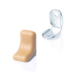 20 x Sossai® Angle Connectors Galvanised Metal with Cover BT2 | Corner Connector/Body Connector/Furniture Connector/Corner Brace | Colour: Beige