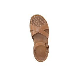 VIONIC Women's Mar Ankle Straps Heeled Sandal, Camel Brown Leather, 8