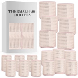 HYOUJIN 18pc Self-Grip Ceramic Ionic Thermal Hair Rollers,Hair Rollers for Salon Quality Hair Blowout Look for Long or Short Hair,Hair Roller Set Perfect for Sleeping In(White)(60mm,48mm,36mm)