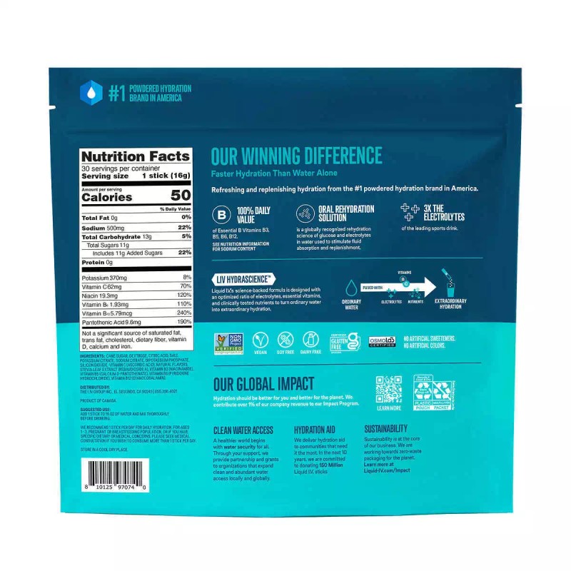 Liquid IV Firecracker Popsicle Flavor Multiplier Electrolytes Drink Mix water