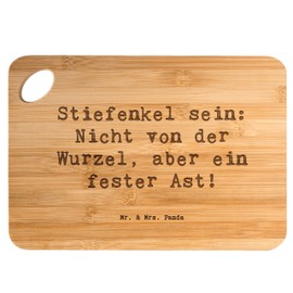Mr. & Mrs. Panda Bamboo Chopping Board with German Text "Stiefenkel", Gift, Patchwork, Personal Memories, Wooden Chopping Board, Wooden Boards