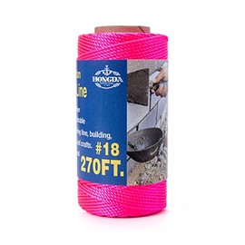 HONGDA Twisted Nylon String, #18 x 270FT Mason Line String , Nylon Twine for Masonry Job, Trot Line, Decoy Line, Net Making and Mending, Workshop, Crafts, Gardening