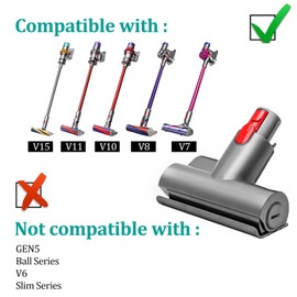 PCOMBEU For Dyson Mattress Tool, Upholstery Cordless Vacuum Attachments with Dyson V8 V7 V11 V10 V15, Deep Cleans Mattresses, Pillows, Blankets & Sofas. Minimalist & Easy-clean Design Head Replacement
