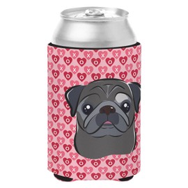 Caroline's Treasures BB5333CC Black Pug Can or Bottle Hugger Cooler Washable Drink Sleeve Collapsible Beverage Insulated Holder, Can Hugger, Multicolor