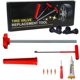 LOGOL Tire Valve Stem Quick Replacement Tool Kit（51025）, Valve Stem Installation Tool for Cars, Trucks,ATVs,etc. with 4PCS TR413 Valve Stems.