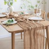 Asee'm 4pcs Cheesecloth Table Runner 120 Inches Long Nude Boho