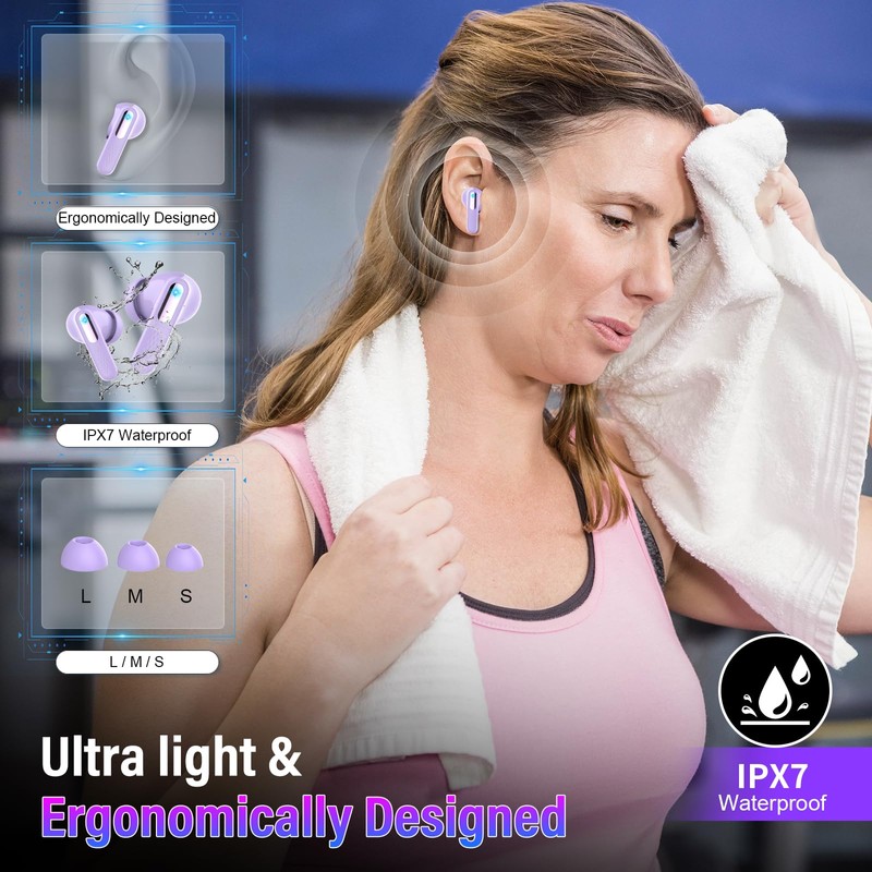 ZYHKON Bluetooth Headphones with Smart Touch Screen, Wireless Charging, USB-C