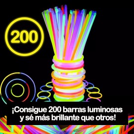 Wskik 200 Pulseras Neón Fosforescente Glow Stick Fiestas Eventos