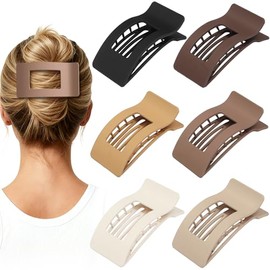 French Flat Hair Clips for Women 6pcs Hair Claw Clips for Thick or Thin Hair Matte Claw Clips for Girls Barrettes Non-Slip Strong Hold Hair Accessories for Women (Brown)