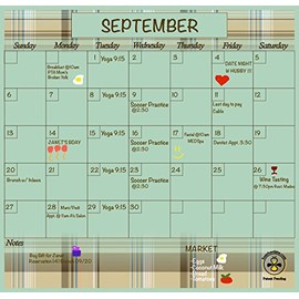 Magnetic Calendar Command Center Planner Chocomint Design by busybeetime with Larger Day Boxes and a Notes Section