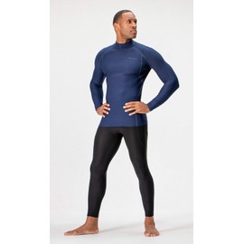 DEVOPS 3 Pack Men's Athletic Turtle Neck Long Sleeve Compression Shirts (X-Large, Black/Navy/White)