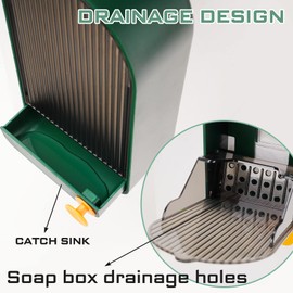 NiHome 2PCS Wall Mounted Soap Box with Cover & Drain for Shower, Adhesive Drilling-Free Installation Waterproof Dustproof No Mushy Bar Soap Holder for Home Bathroom Bathtub Kitchen Sink (Green+White)