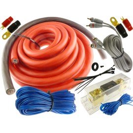 AudioPro USA Red 0 Gauge 5500 Watt Car Amp Power Wire Amplifier Fuse Install Kit Zero Gauge