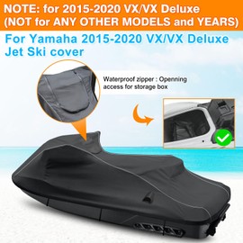 for Yamaha 2015-2020 VX/VX Deluxe Jet Ski Cover Trailerable Cover with Waterproof Zipper 600D Oxford PU Waterproof UV Proof Jetski Waverunner Covers(NOT for Cruiser or Any Other Models)