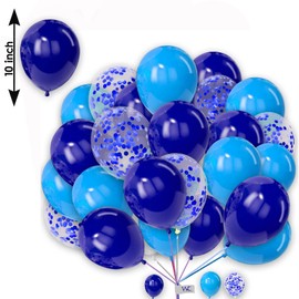 Plain Round Balloons 10 Inch Blue and Light-Blue with Blue Confetti Balloons Pack of 25 Combo Balloons for Kids Party Birthday Baby Shower Decorations Wedding Party.