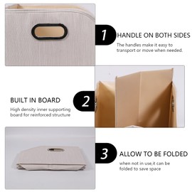 Brabtod Foldable Toys Bin -Dog Toys Bin-Dog Toy Box-Storage Basket with Handle,Organizer Bin for Pet Toys, Blanket, Shelves, Closet -Beige