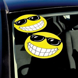 EZ Lettering Happy Smiley Face with Sunglasses Window Windshield SticKer Decal Advertisement, Yellow, 6''