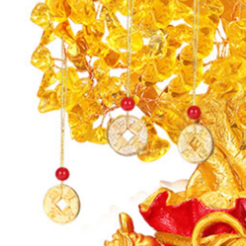 Yellow Quartz Crystal Money Tree Double Golden Toads Bonsai Style
