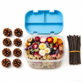 XXYOUPIN Natural Pet Nest Decorations for Small Pets, Hamster & Rabbit Chew Toys Set with Dried Flowers, Apple Sticks & Pine Cones, Pet-Friendly, Helps Adapt to New Environment & Relieve Stress