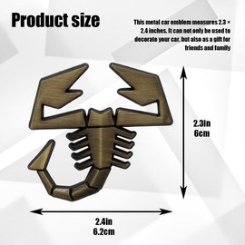 HQRNYP Car 3D Scorpion Metal Sticker, Custom Car Emblem, Auto Side/Rear/Front Decorations Metal Sticker Decals Logo, Waterproof Anti-Rust Auto Body Decorative Accessories for Truck, SUV, RV (Bronze)