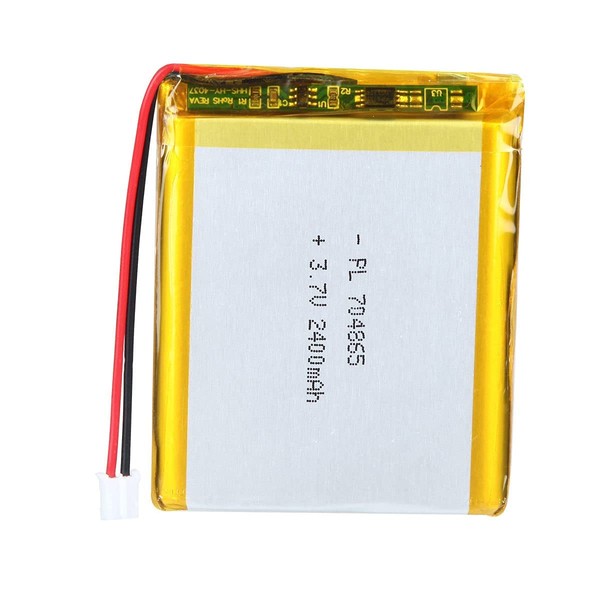 AKZYTUE 3.7V 2400mAh 704865 Lipo Battery Rechargeable Lithium Polymer ion Battery Pack with PH2.0mm JST Connector