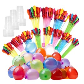 HLIWS Pack of 444 Water Balloons, Colourful Mixed Water Balloons, Self-Sealing Water Balloons, 60 Seconds Quick Filler Water Bomb with 4 Tap Connections for Beaches (Pack of 12)