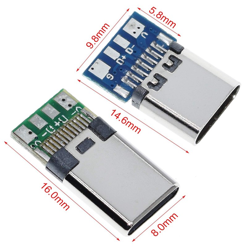 ANMBEST 10PCS USB 3.1 Type C Connector 24 Pins Male