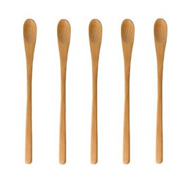 SITEDAN Muddler Spoon Muddler Bamboo Dessert Spoon Ice Cream Spoon Small Parfait Spoon Coffee Spoon Tea Spoon Cute Stylish Commercial Beverage Shop Home Use (Mudras Spoons - 5 Pieces)