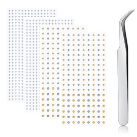 MODRSA Fake Piercings Fake Eyebrow Piercing Fake Nose Stud Fake Face Piercing Fake Labret Stud Stick on Face Hair Rhinestone Gems Fake Eyebrow Ring Silver Gold Fake Bridge Piercing Ball Sticky 3mm 4mm