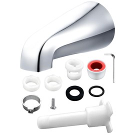 Universal Tub Spout with 5 in 1 Adapter, Bathtub Faucet Replacement Without Diverter, 5" Length, Fits 1/2", 3/4" IPS Thread for All Shower and Tub Faucet Brands (Chrome)