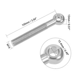 sourcing map M14 x 100mm Machinery Shoulder Swing Lifting Eye Bolt 304 Stainless Steel Metric Thread 2pcs
