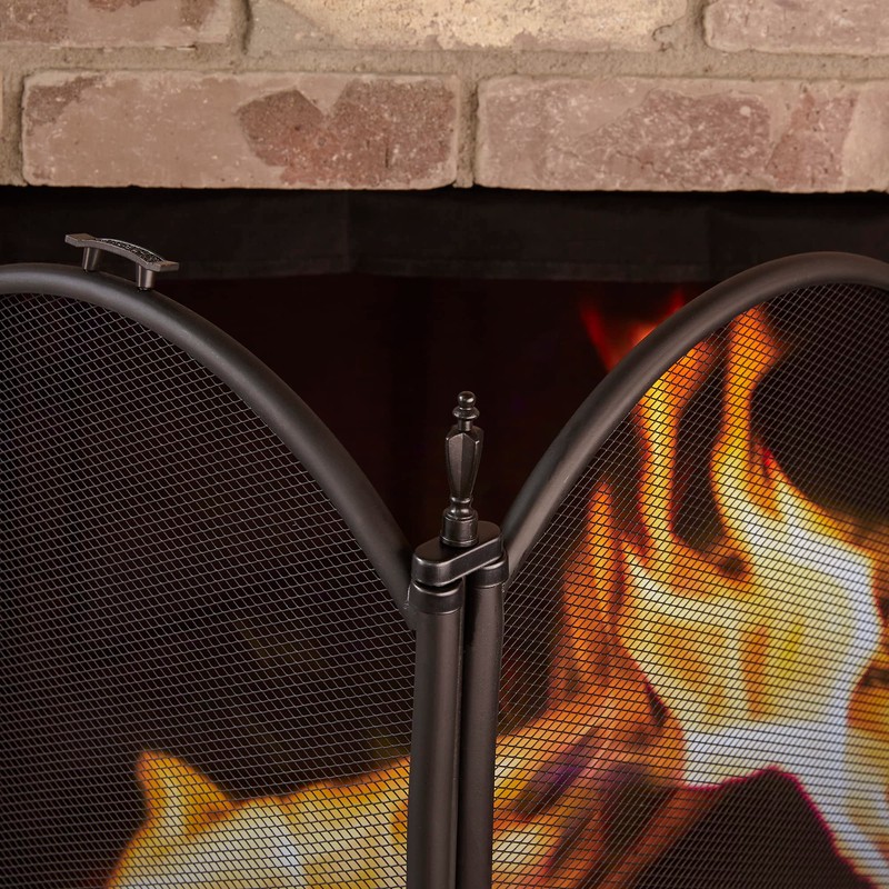UniFlame Black 4-Fold 25-Inch Fireplace Screen