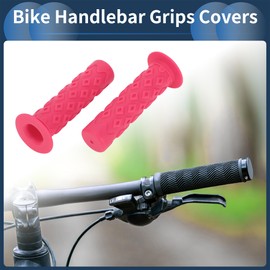 INFINAUTO Bike Handlebar Grips Covers, 120mm Cycling End Grips Protector Rubber Pink, Non-Slip 1 Pair