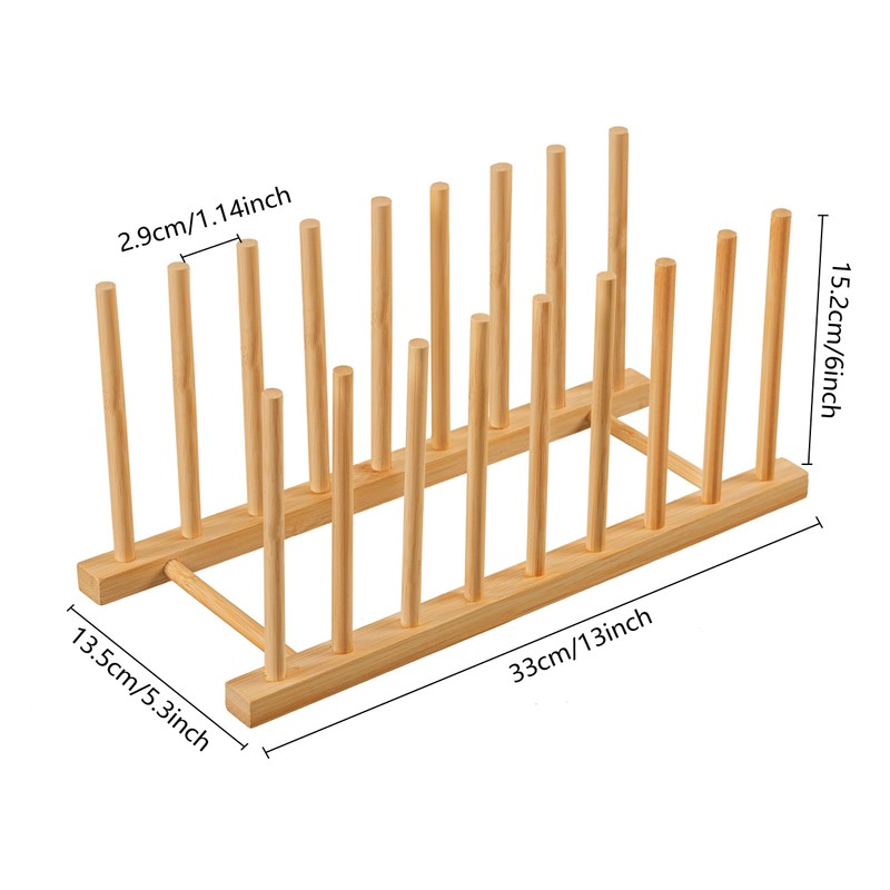 HBlife Heighten and Widen Bamboo Dish Dying Rack Pot Lid