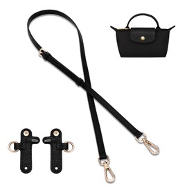 DOIAPUOS Leather Strap Handbag Crossbody Shoulder Strap Adjustable for Longchamp Mini Bag Conversion Kit (Black-1)