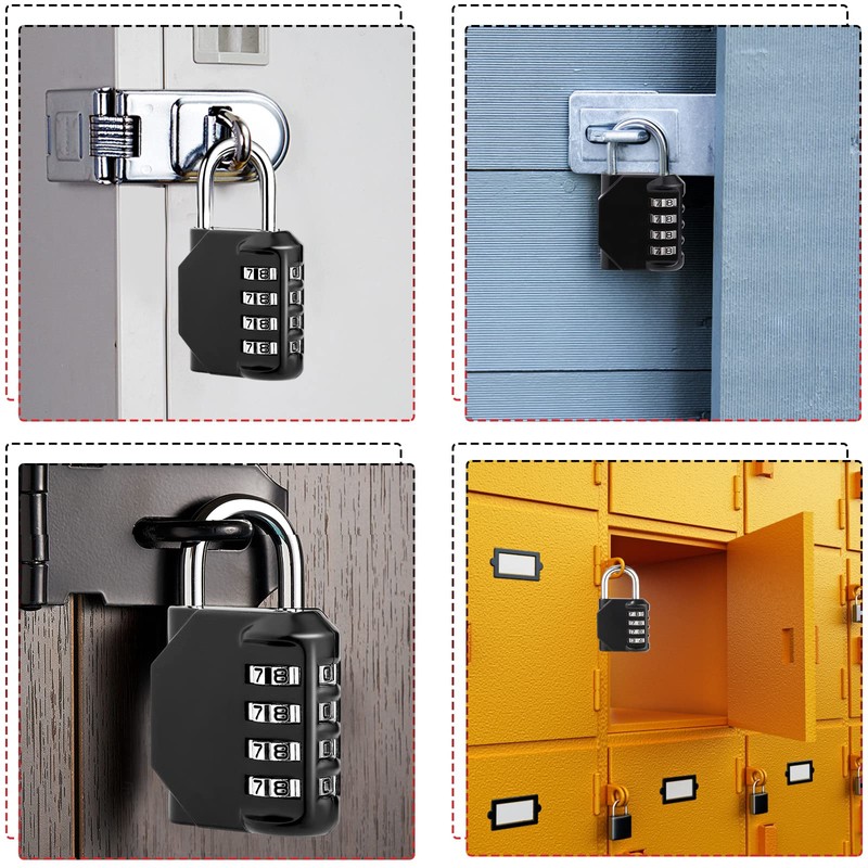 Pack of 2 Padlock Combination Lock, 4 Digit Zinc Alloy