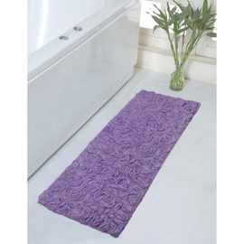 Home Weavers Bell Flower Collection 21"x54" Runner 100% Cotton Tufted Bath Rugs, Extra Soft and Absorbent Bath Rugs, Non-Slip Bath Mats, Machine Washable, Bathroom Bath Mats for Floor, Purple