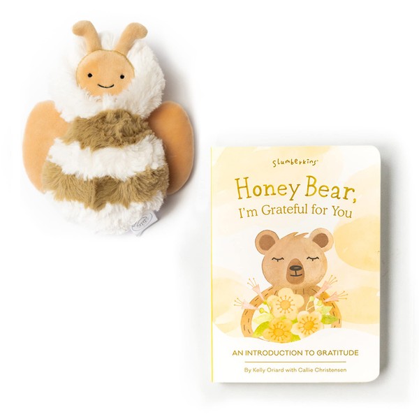 Slumberkins Honey Bear Board Book & Bee Mini | Teach Kids Gratitude & Support Emotional Intelligence for Ages 0+ (Bee)