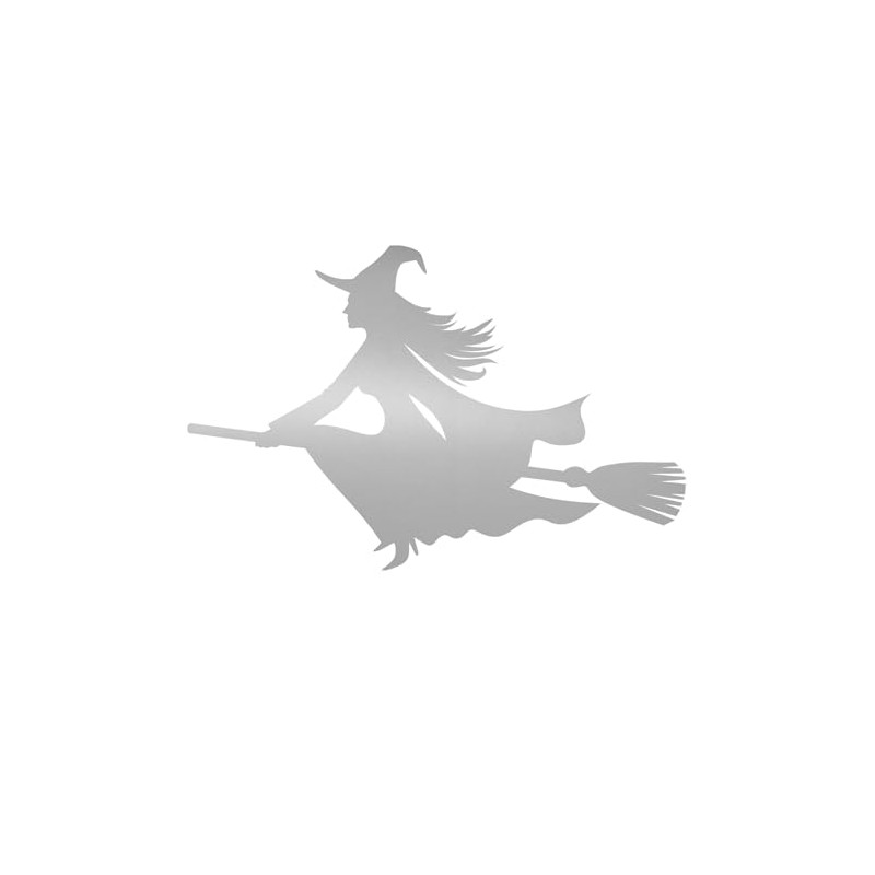 Sticker Witch on Broom Left I 20 cm I Silver