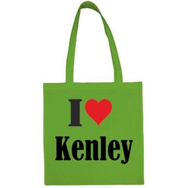 Reifen-Markt I Love Kenley Shopping Bag School Bag Gym Bag 38 x 42 cm in Black or White, Green