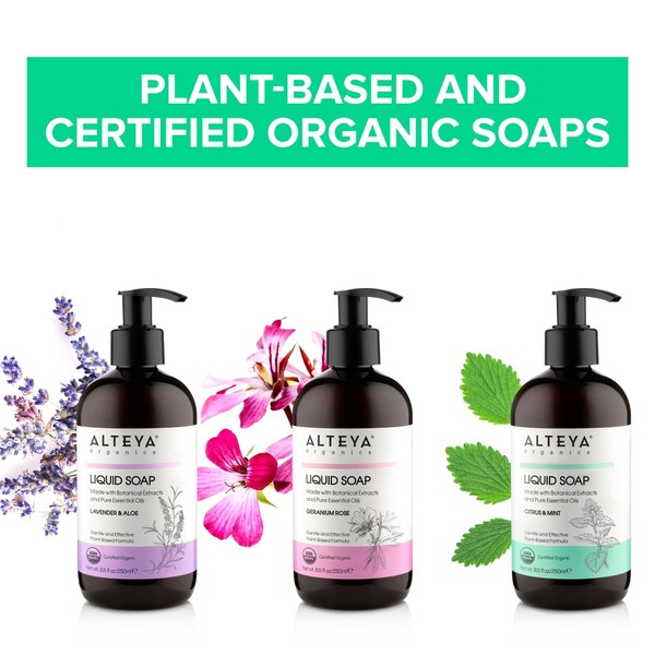 Alteya Organic Liquid Soap Chamomile & Marigold 250 ml - USDA Organic Certified Pure Natural Soap and Wash Lotion